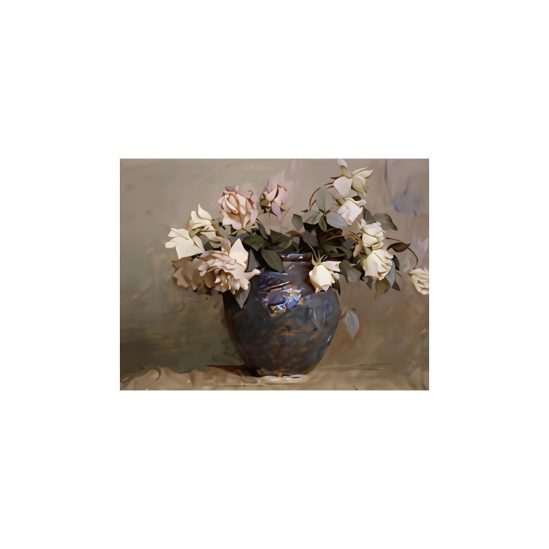 Rose, nature morte, thème neutre de couleur, art mural non encadré, L 24 po x l 36 po