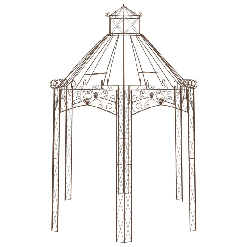 Grand pavillon de jardin en fer forgé brun antique Vidaxl