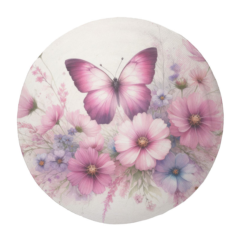 Tapis tressé Flowered Flutters, Rond 5 pi