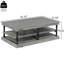 Table basse en bois 55,1 "avec pieds noirs, 2 tablettes de rangement ouvertes, table de salon moderne, gris-130087674