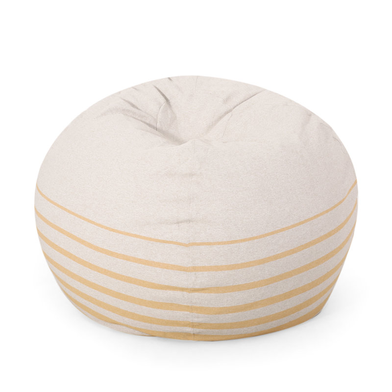 Pouf rond 5 pieds Bohemio, couleur naturelle / jaune rayé