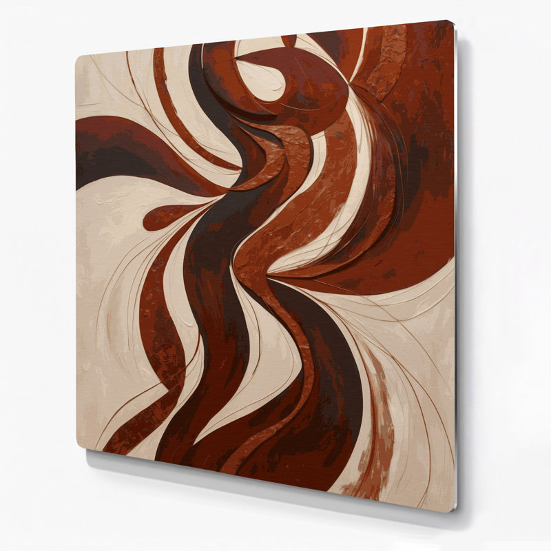 Abstract Figurative 9 Beige Metal Wall Art, 12" H x 12" W