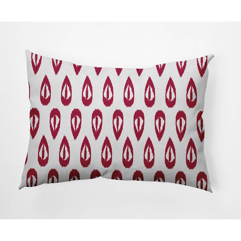 Coussin décoratif intérieur / extérieur Happy Hippy Ikat Tears, 14 po x 20 po, Rose
