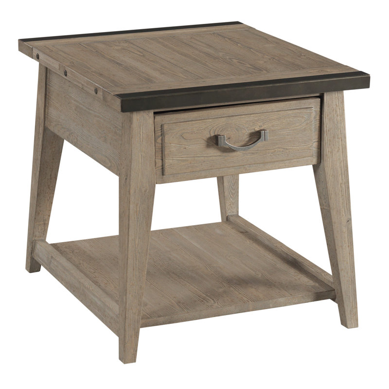 Table de bout en bois massif avec rangement Monongah
