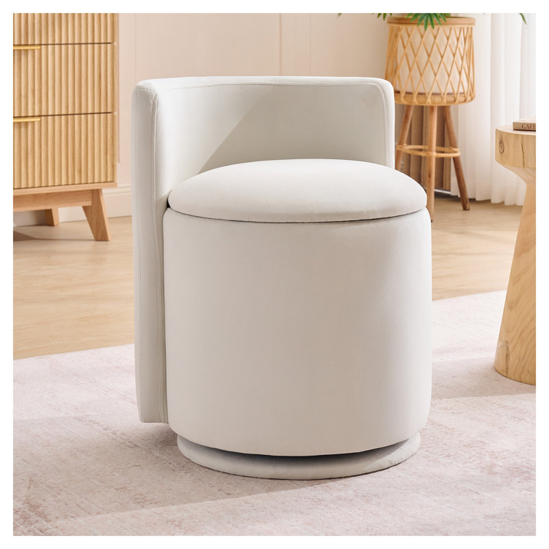 Fauteuil d'appoint rotatif moderne en velours, siège de meuble-baril beige avec rembourrage en mousse pour le salon ou la chambre