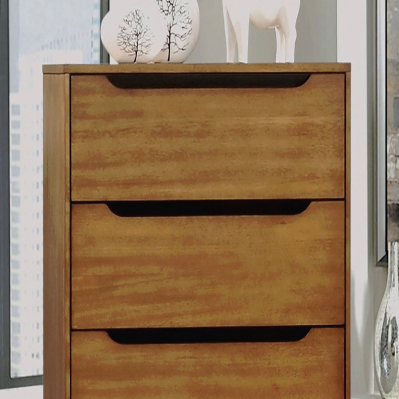 Commode 1 pièce avec tiroirs encastrés de style Mid-Century moderne avec pieds ronds fuselés et quatre tiroirs