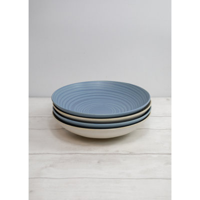 KitchenCraft Pasta Bowls in Gift Box, Lead-Free Glazed Stoneware - Embossed