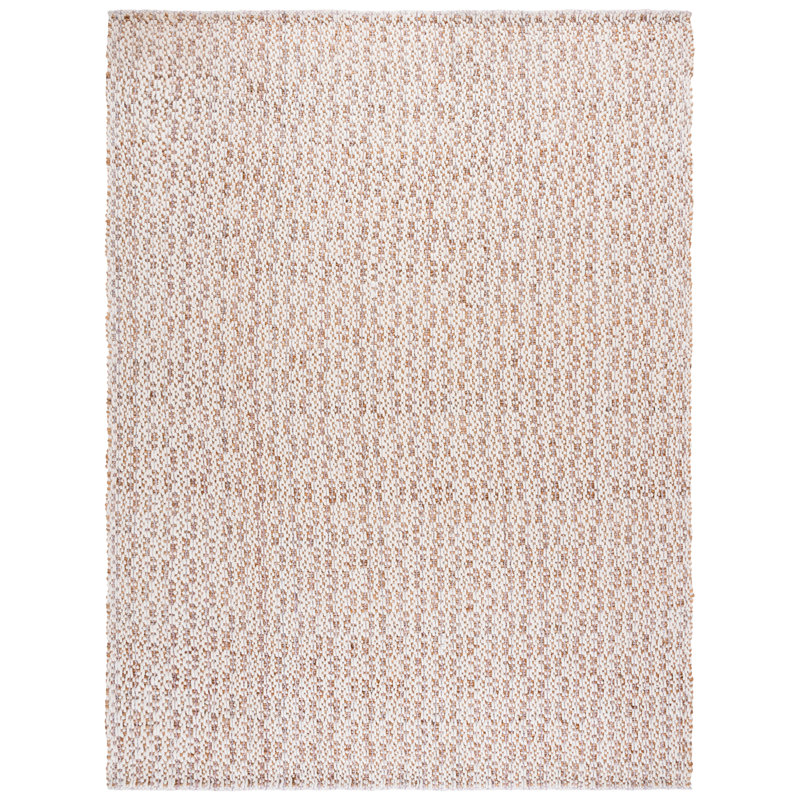 Natural Fiber 225 Hand Loomed Jute; Wool; Pet No Pattern Rug in Natural/Pink, Rectangle 9' x 12'