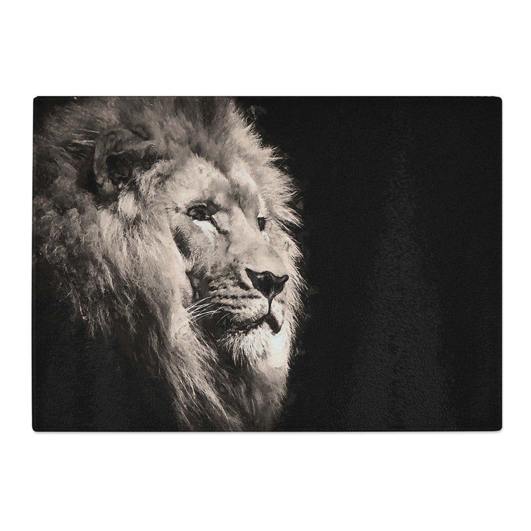 Tempered Glass Portrait of a Proud Lion Chopping Board