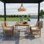 Ensemble de salle à manger de patio 5 pièces en bois d'acacia avec coussins et pieds réglables, naturel / beige-131279664