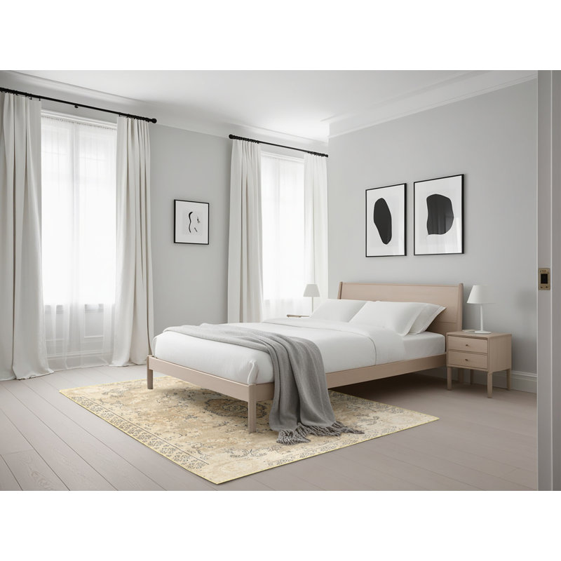 Tapis oriental beige / noir / brun, Rectangle 5 pi x 7 pi