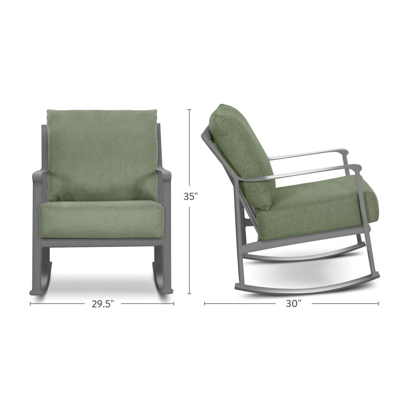 Outdoor Rocker Chair, Dark Green, Weathered Teak