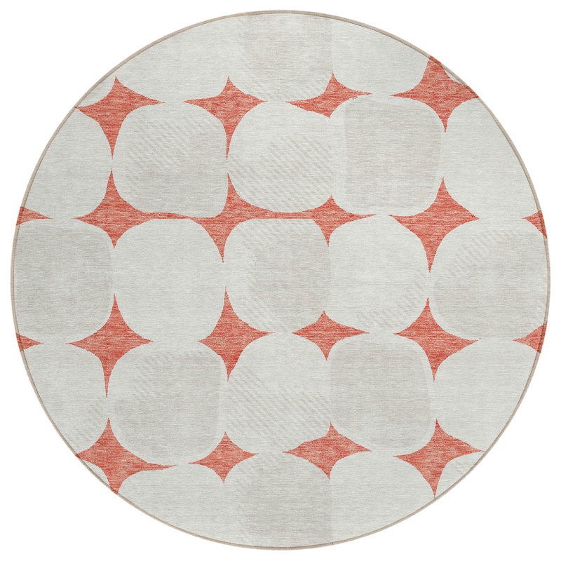 Tapis intérieur / extérieur en polyester tissé à la machine Malek, Rond 8 pi