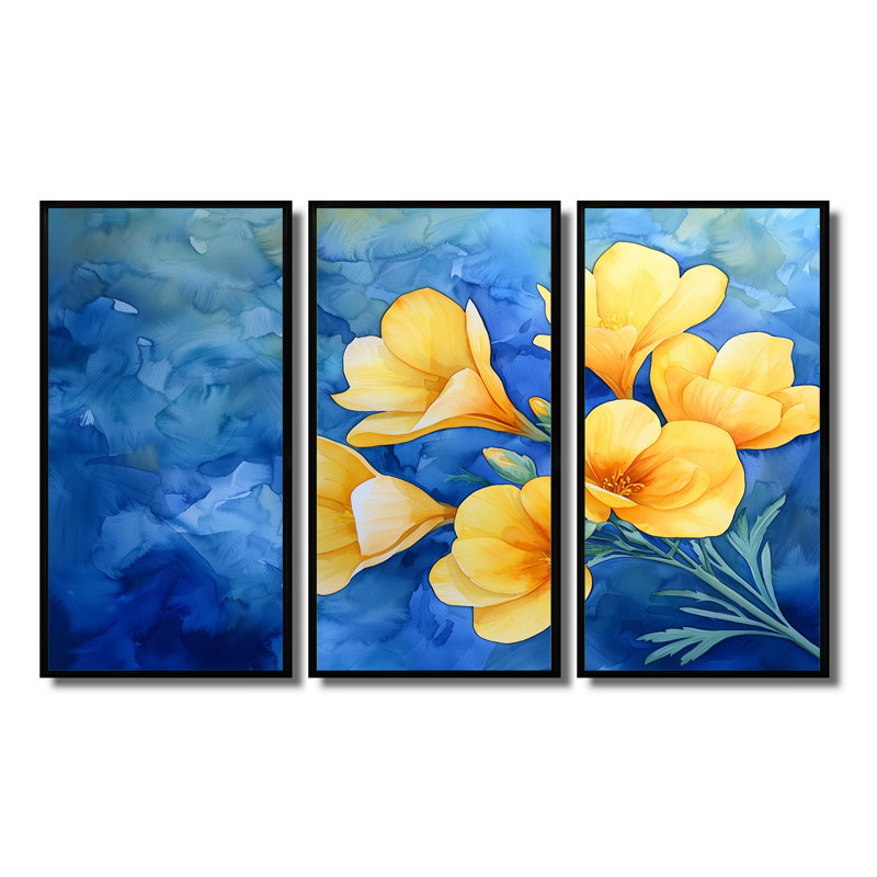Ensemble de salon Addan - Irises Wall Art, H 28 po x l 36 po, Reproduction avec cadre flottant, Black