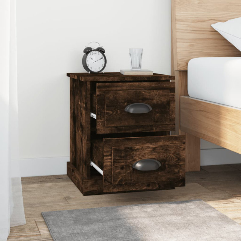 Bellechester 39 cm W Bedside Table, Smoked Oak, Set of 2