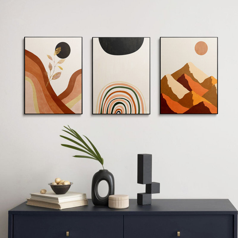 Reproduction d'art moderne bohème Mid-Century, H 23 po x l 18 po x P 4,5 po