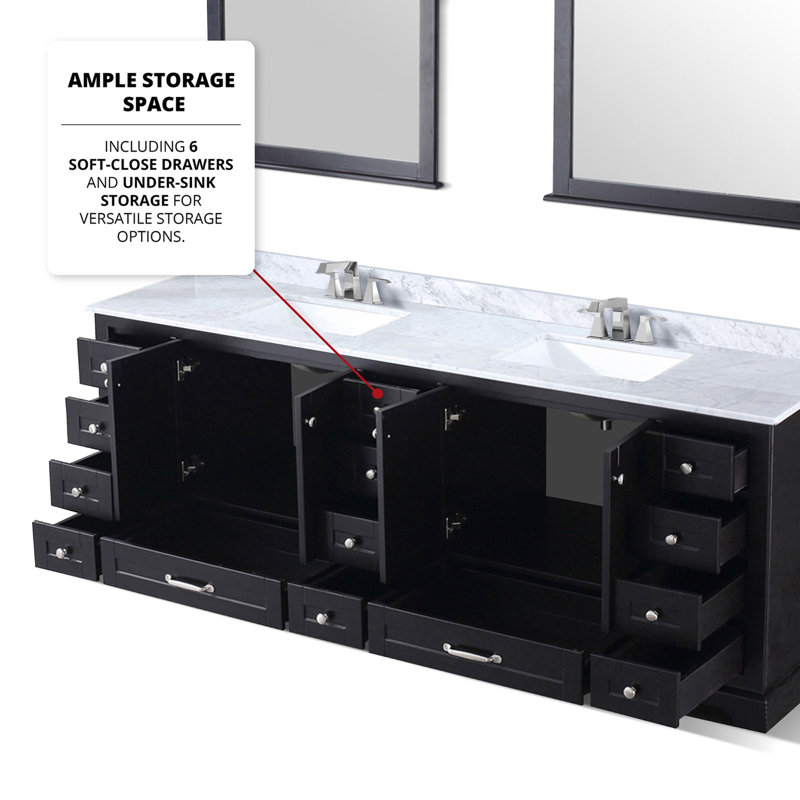 Ensemble de meuble-lavabo double avec plateau en marbre de culture et robinet, Espresso