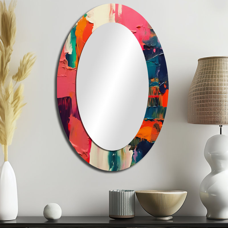 Miroir mural moderne rose et bleu, 36 po x 24 po