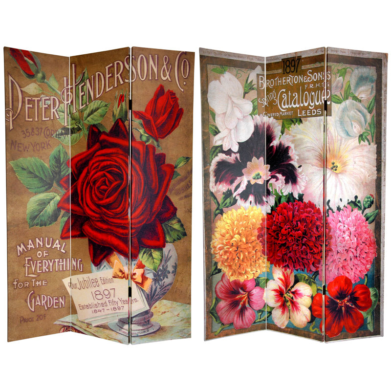 72" x 48" Double Sided Flower Seeds 3 Panel Room Divider