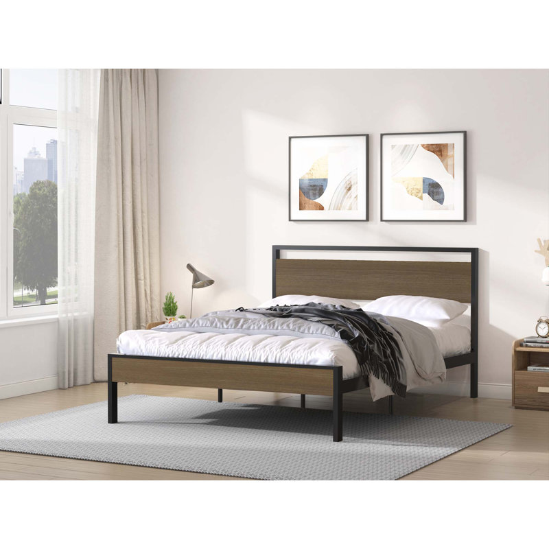Mashud Platform Bed, Queen, Black/Cinamon