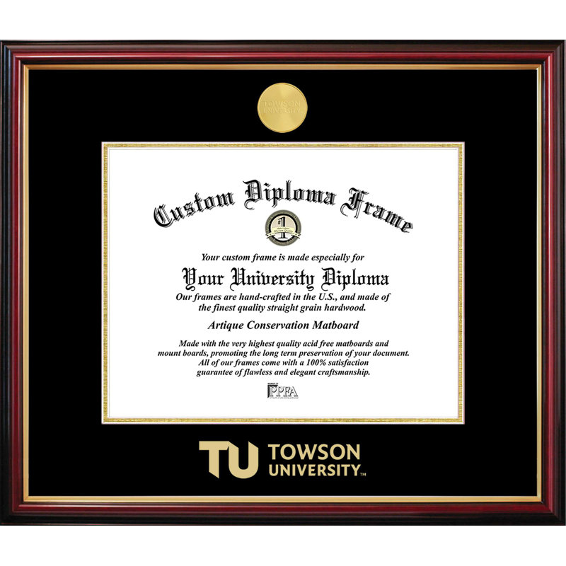 Cadre de petit diplôme Towson University, L 14 po x H 11 po, NCAA Towson