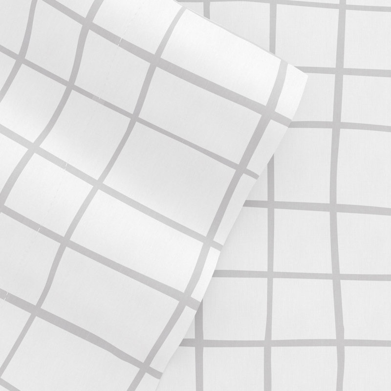 Full Gray and White Crossroad Pattern Microfiber Sheet Set