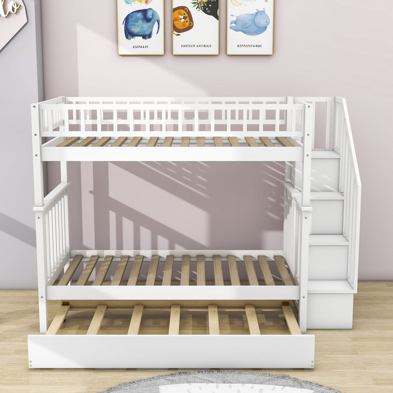 Wyncliff Twin over Twin Standard Bunk Bed with Trundle by Harriet Bee, White