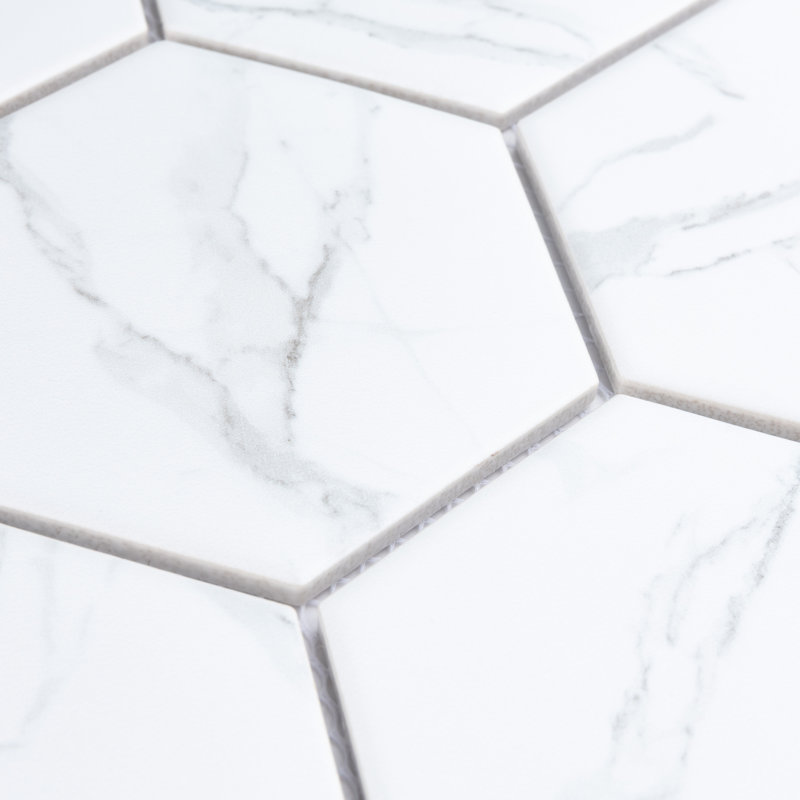 Carrione Super Hex Matte Carrara 10" x 11-1/2" Porcelain Mosaic Floor and Wall Tile