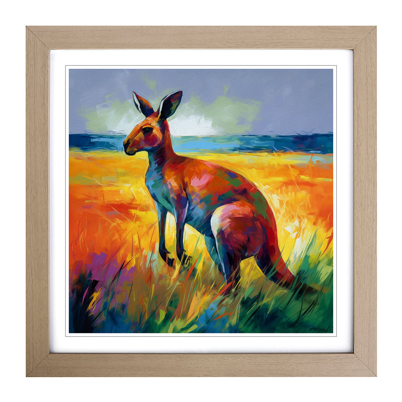 Kangaroo Color Field Painting No.1 - Framed Print, Oak