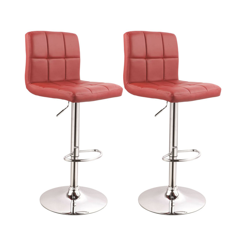 Kristopher Swivel Upholstered Adjustable Height Counter Stool with Metal Frame, Burgundy