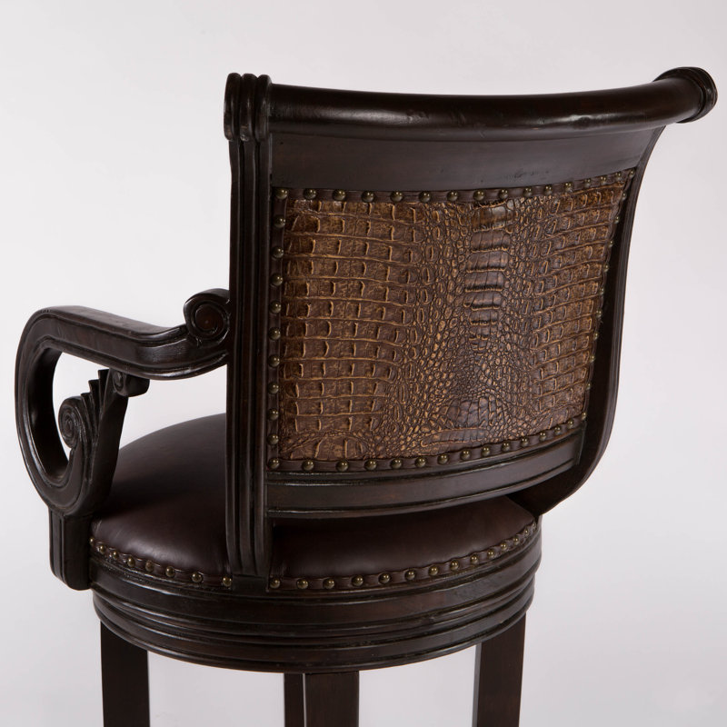 Bethany Swivel Bar & Counter Stool, Bar Stool (30" Seat Height), Dark Walnut