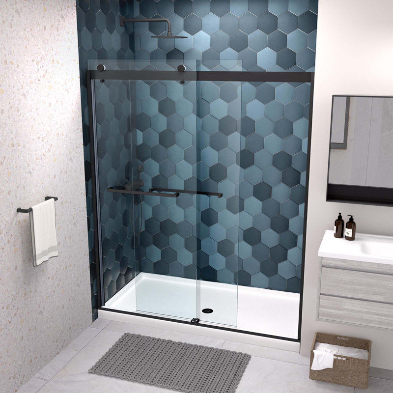 Porte de douche en verre, porte coulissante, avec verre trempé