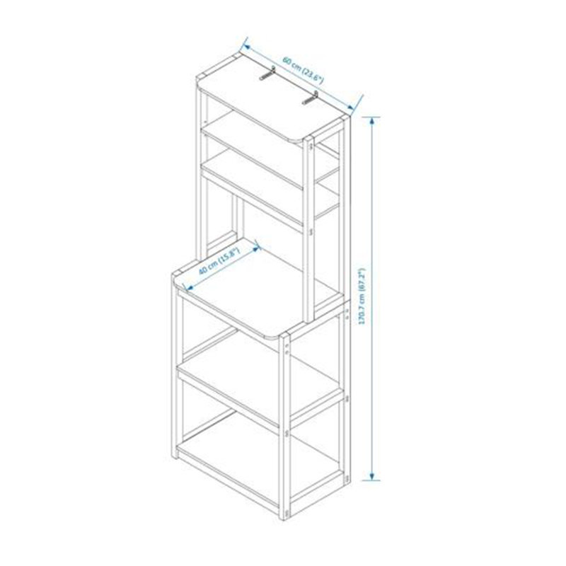 Étagère de cuisine à 5 niveaux avec rangement, Blanc/Noir, H 66,93 po x l 23,62 po x P 15,75 po
