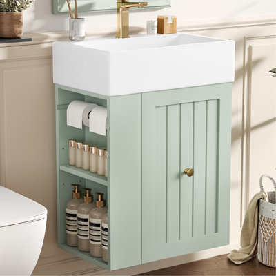 20-inch Bathroom Vanity With Drawer Cabinet And Side Open Shelf For Small Bathrooms Storage Compact Spaces