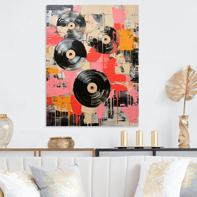 Disque vinyle rose II - art mural vinyle