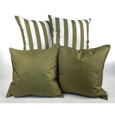 Solid and Stripe Outdoor Accent Pillow Cover Set