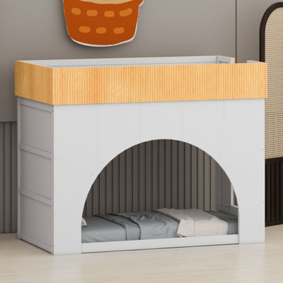 Lit superposé avec éclairage DEL modulaire et silhouette semi-circulaire pour chambres d'enfants modernes