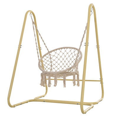 Corderal Handmade Macrame Swing Hammock Chair with Stand - Relax in Style with this Cozy Swing Chair -  Dakota Fields, F5E1F1AEF93F48779FAB296AFAE2A1D7