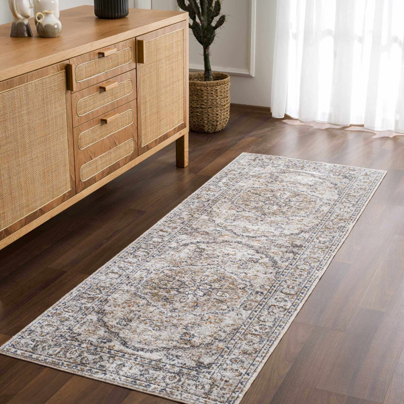 Oveda Oriental Machine Washable Gray Area Rug, Runner 2'7" x 10'