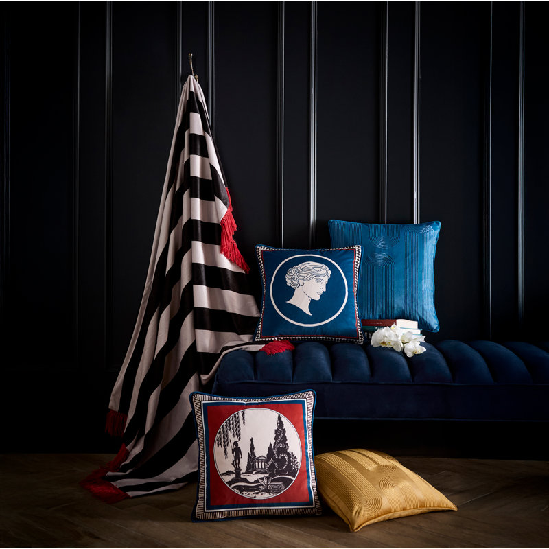 Laurence Llewelyn-Bowen Diva Embroidery Cushion Teal, Filled Cushion