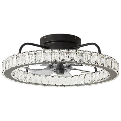 19.68" - Dimmable Led Crystal Ceiling Fan With Led Lights