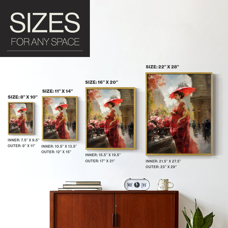 Reproduction encadrée WOMEN Series CDXLIV - bois massif, H 21 po x l 17 po, Doré
