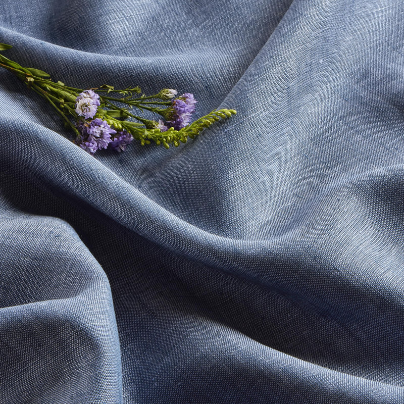 100% Pure Linen Tablecloth - Athena, 120" x 60", Blue Denim