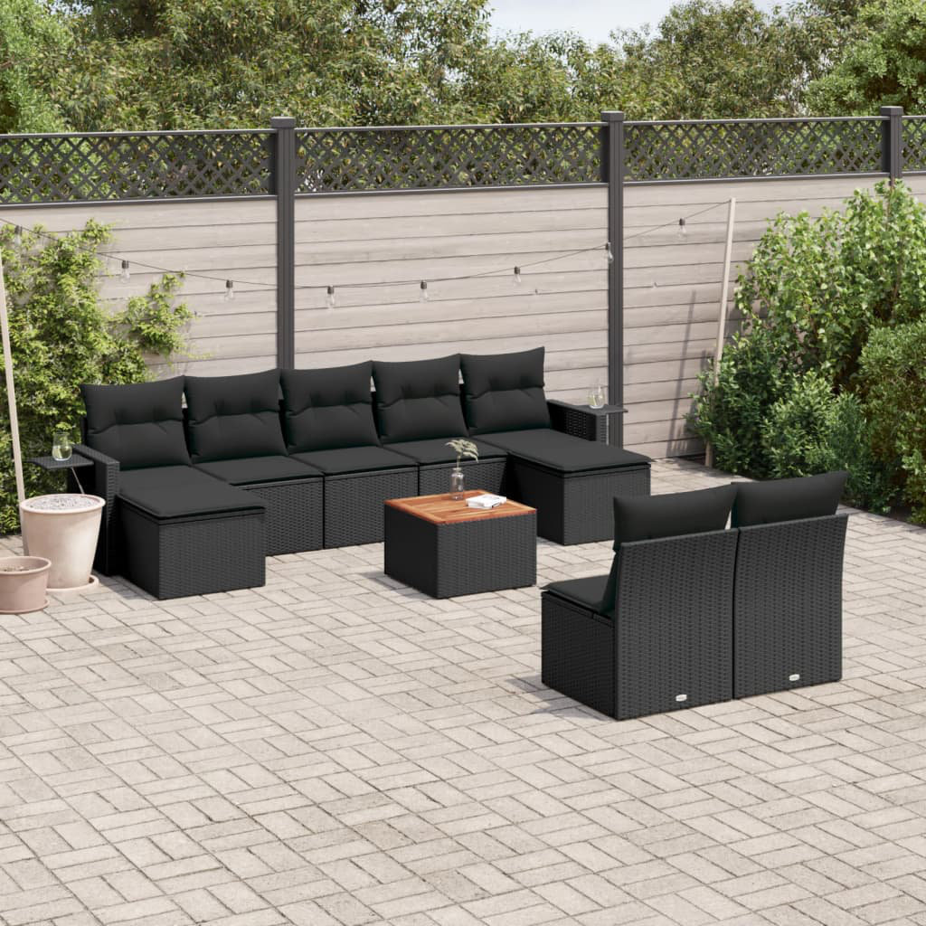 Vidaxl 10-Tlg. Garten-Sofagarnitur Mit Kissen Poly Rattan C 55cm