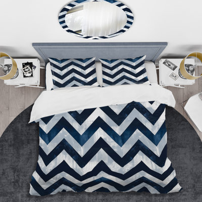 Ensemble de housse de couette transitionnelle Blue Chevron Glam II