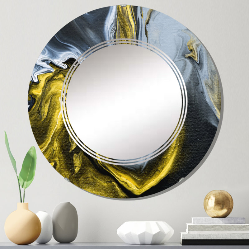 Miroirs muraux ronds dorés blancs et jaunes dorés II, 24 po x 24 po