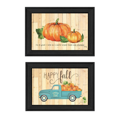 «Happy Fall-August Pumpkins» par August Grove®, art mural encadré pour le salon, reproduction d'art mural pour la maison, art mural de chambre à coucher par Marla Rea