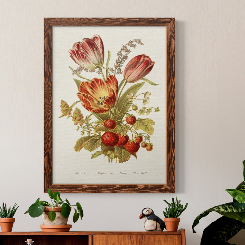 Antique Floral Bouquet IV - reproduction d'art sur toile encadrée, H 28 po x l 38 po x P 1 po, Cadre en érable