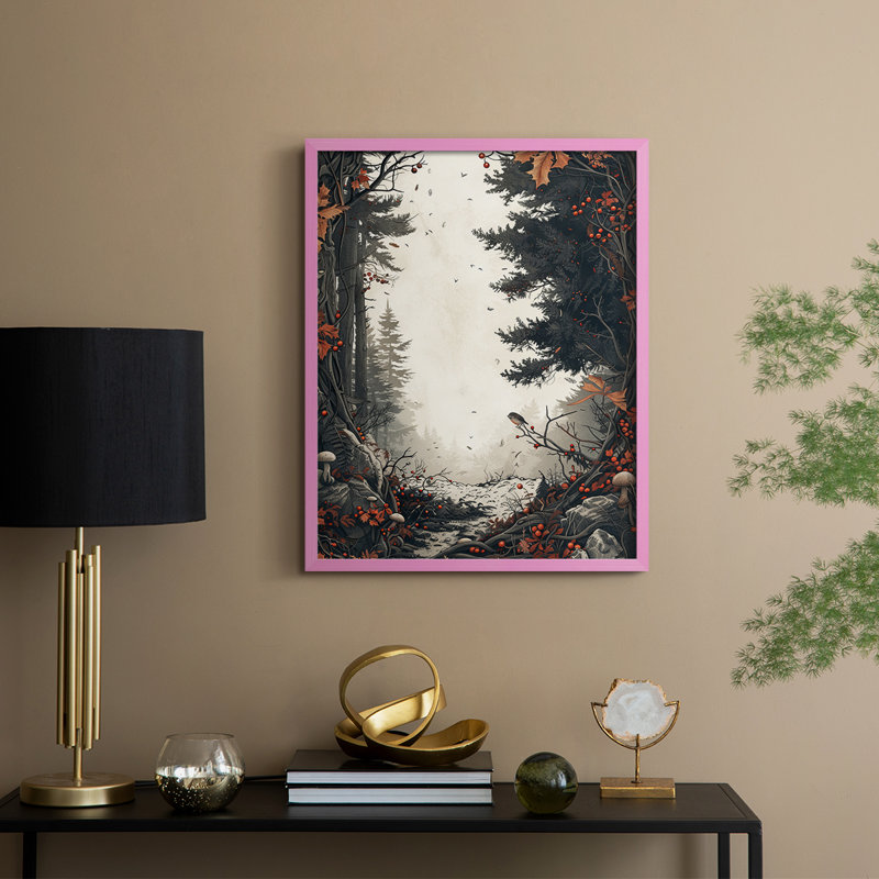 «Christmas Holiday Art DCXVII», reproduction d'art encadrée - bois massif, H 15 po x l 12 po, Rose