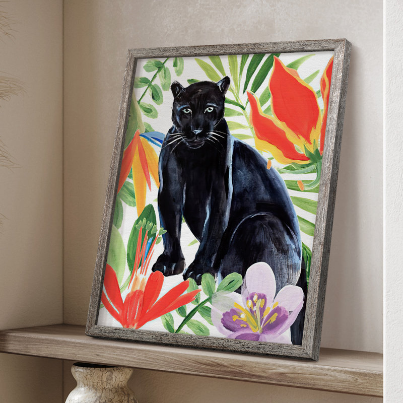 Panther's Paradise II, reproduction encadrée - bois massif